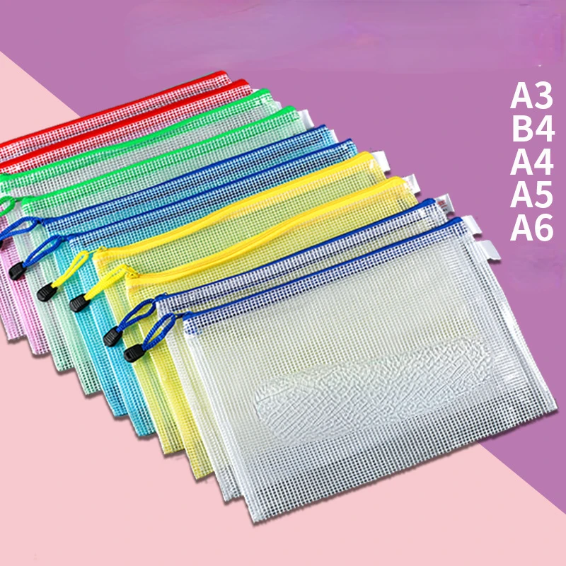 1 Pc Waterproof Zip Bag A3 A4 A5 A6 Transparent Document Bag Pen Filing Products Pocket Folder Office School Supply