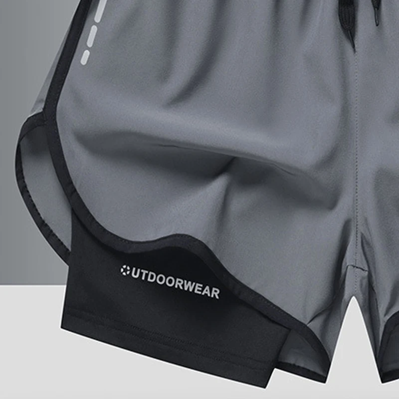 Outdoor Wear Shorts Men Sport Marathon Training 2 In 1 Double Lay Breathable Gym Jogger Fitness Workout Athletic Shorts