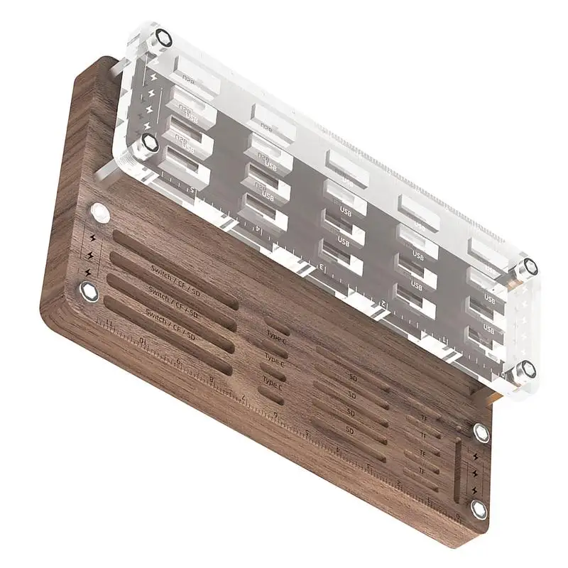 

41 Solts грецкий орех деревянный/TF карта/U диск твердый Органайзер коробка для хранения держатель карты памяти Чехол протектор для переключателя/Type-c