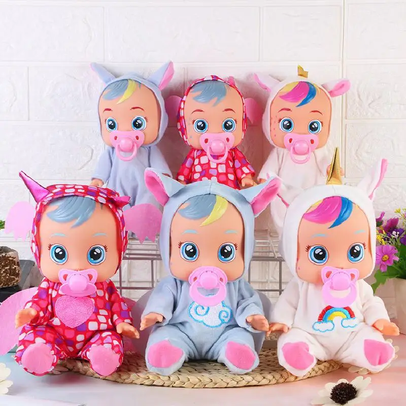 

8/10inch 3D Weeping Babies Unicorn Baby Simulation Baby Crying Doll Creative Cute Doll For Girl Reborn Baby Vinyl Christmas Gift