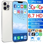 Смартфон глобальная версия i12 pro max, 512 дюйма, камера 24 + 48 Мп, 12 + 5800 ГБ, телефон с 10-ядерным процессором, Android 10, мАч, разблокировка L909