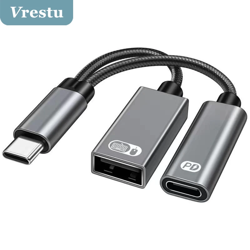 

USBC Type-C Hub USBC to PD3.0 USB2.0 Adapter OTG Convertor for MacBook Pro/Air/Huawei Mate iPad Pro PD 60W for Mouse Keyboard PC