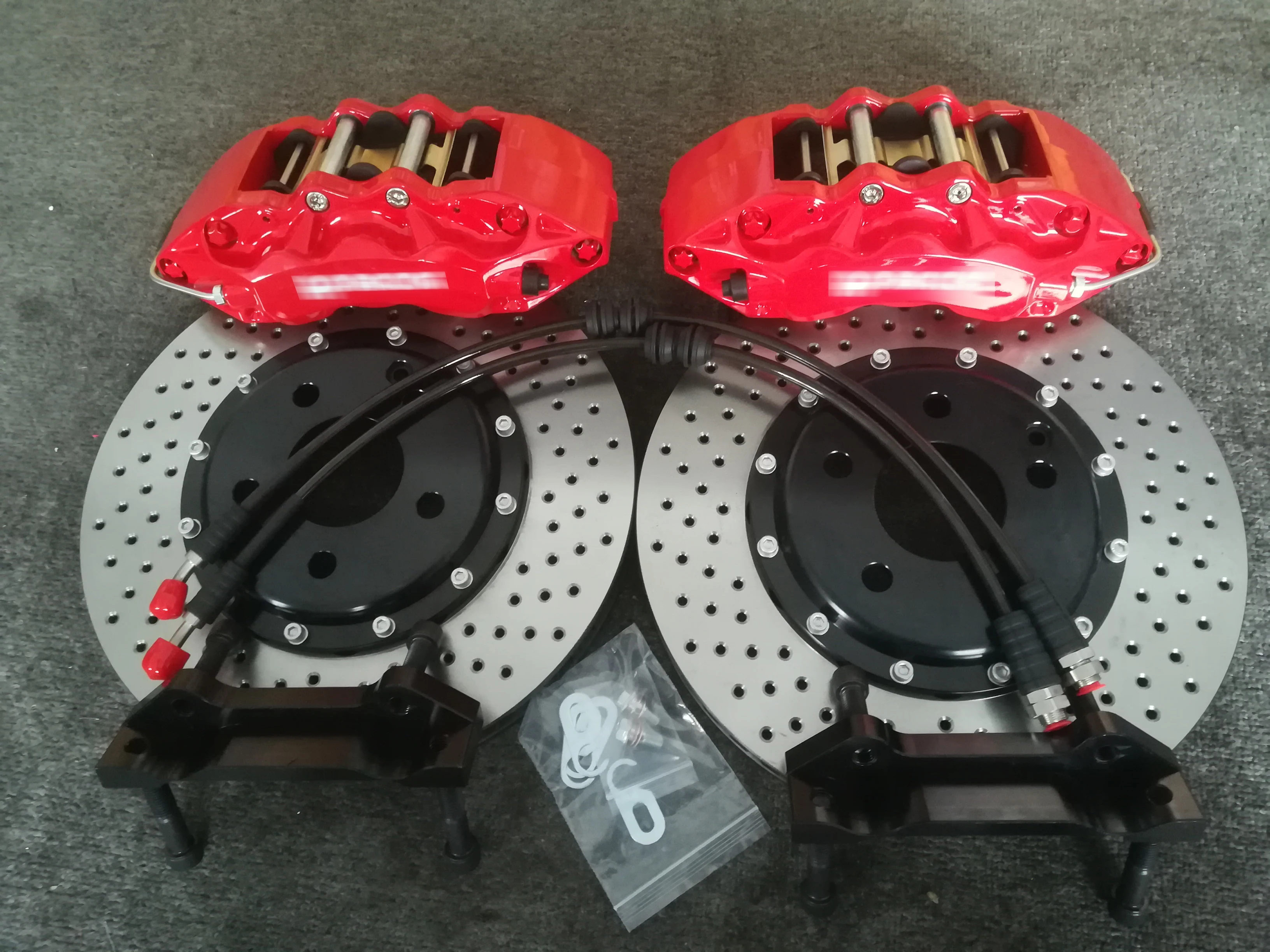 

Big Brake system car parts 9040 forged RED 6 pot caliper with 355mm Drilled discs for golf 7 GTI year 2014 front 18 inch