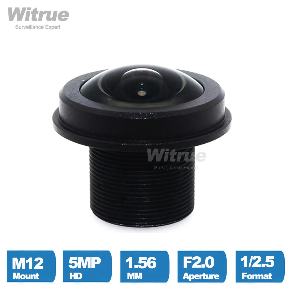 

Объектив Witrue рыбий глаз 5 мегапикселей 1,56 мм F2.0 1/2.5 "180 градусов M12 крепление объектив для камер видеонаблюдения