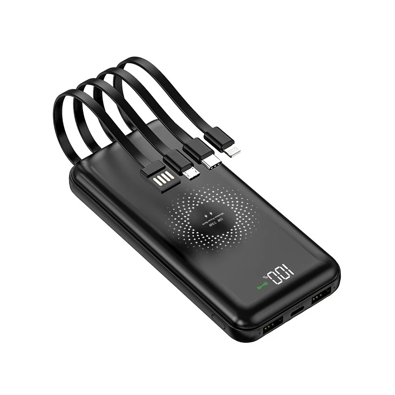 jtztf 10000 20000mah wireless charger portable powerbank built in 4 cables external battery charger suitable for smartphone free global shipping