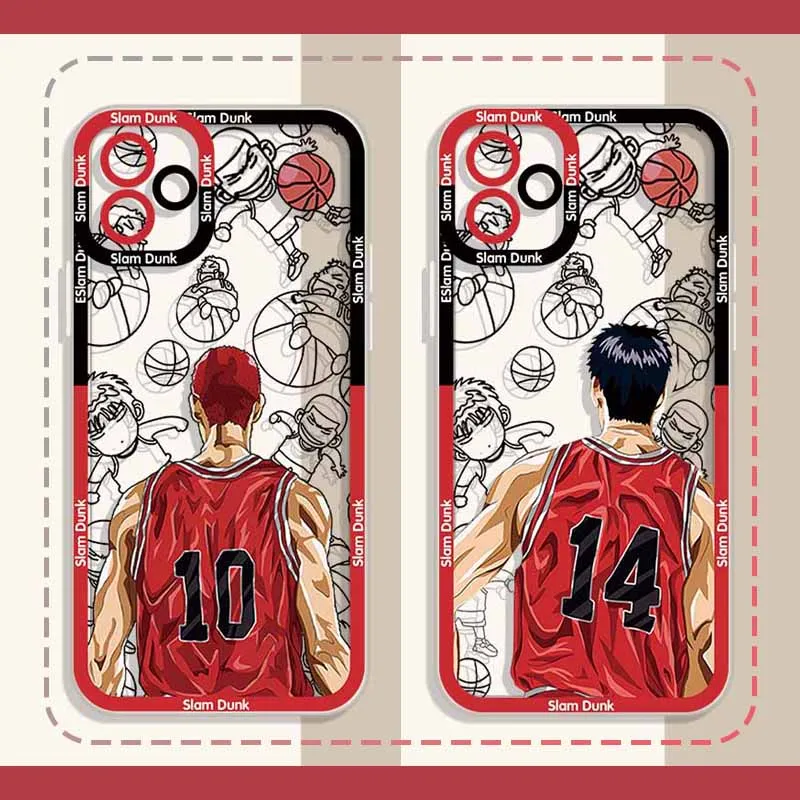 Прозрачный чехол с аниме Slam Dunk для iPhone 16 Pro Max 15 14 13 12 11 XS X XR 8 7 SE 2020 мягкий