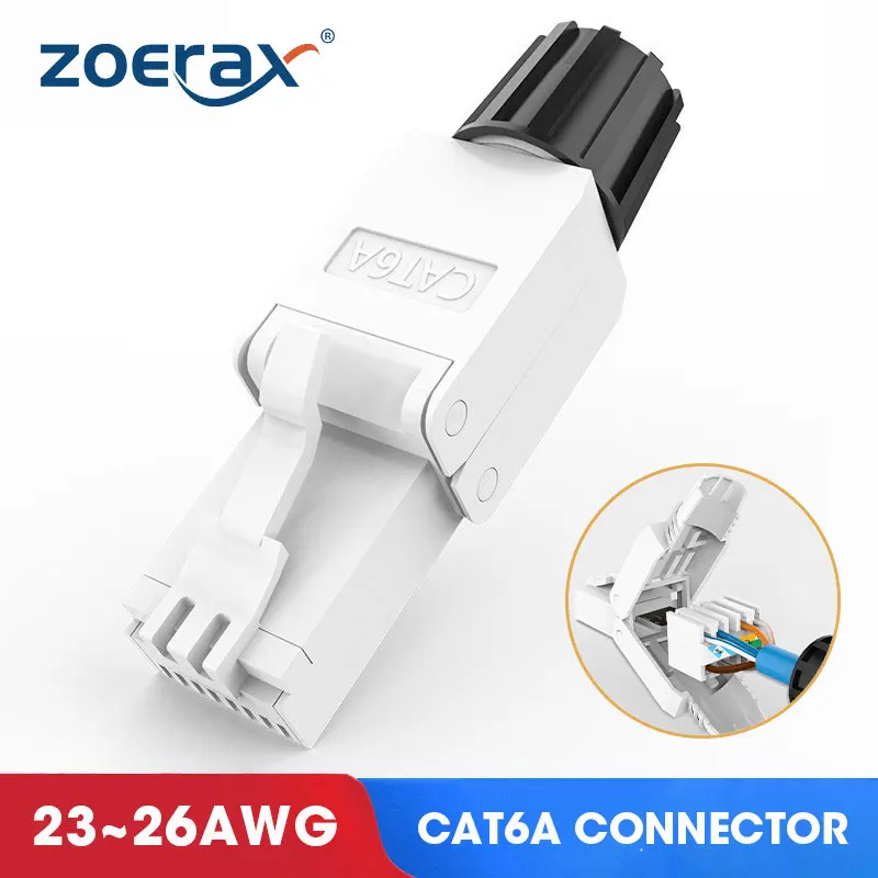 ZoeRax-conectores RJ45 Cat6A Cat7 Cat8, enchufes de terminación Ethernet blindados reutilizables sin...