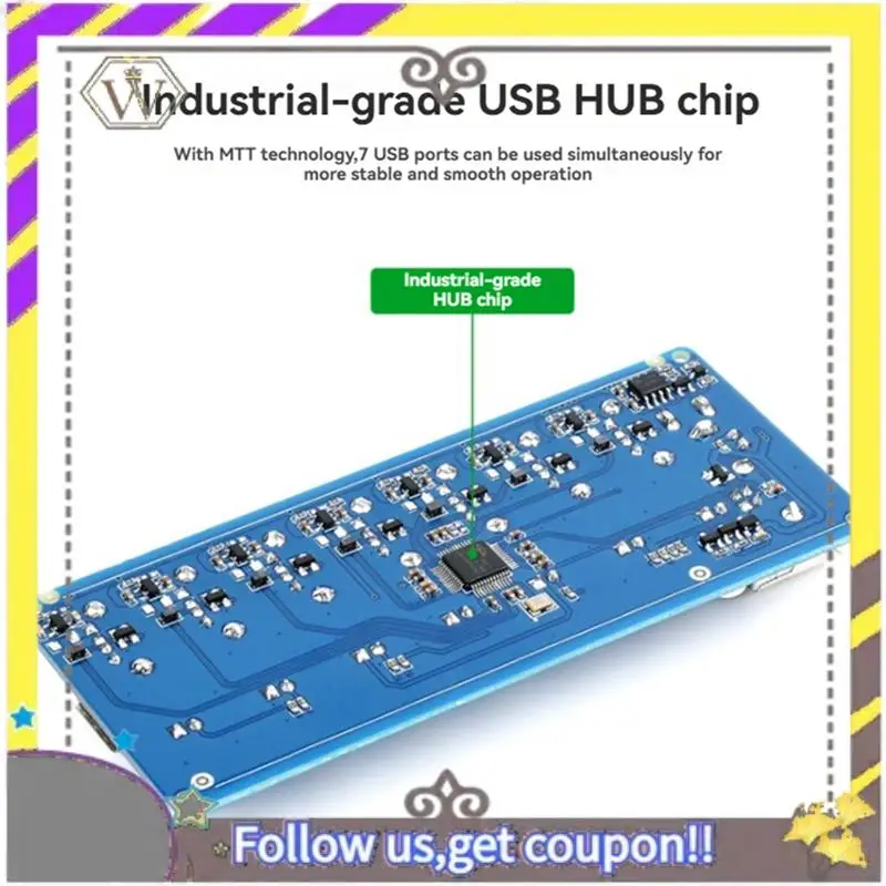 Фото AU33-7-CH USB-концентратор, адаптер расширения порта USB 2.0 промышленного класса для Win11/10/8 Linux №4