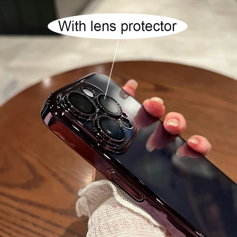 Роскошный силиконовый чехол с покрытием для iPhone 14 13 11 12 ProMax Plus защитой объектива и