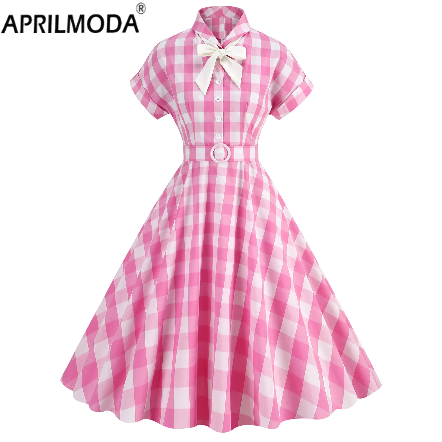 

Женское винтажное платье с бантом, розовое ТРАПЕЦИЕВИДНОЕ ПЛАТЬЕ в стиле рокабилли 50-60-х годов, подиумный Повседневный Сарафан с пышной юбкой, элегантный наряд для отдыха на день рождения