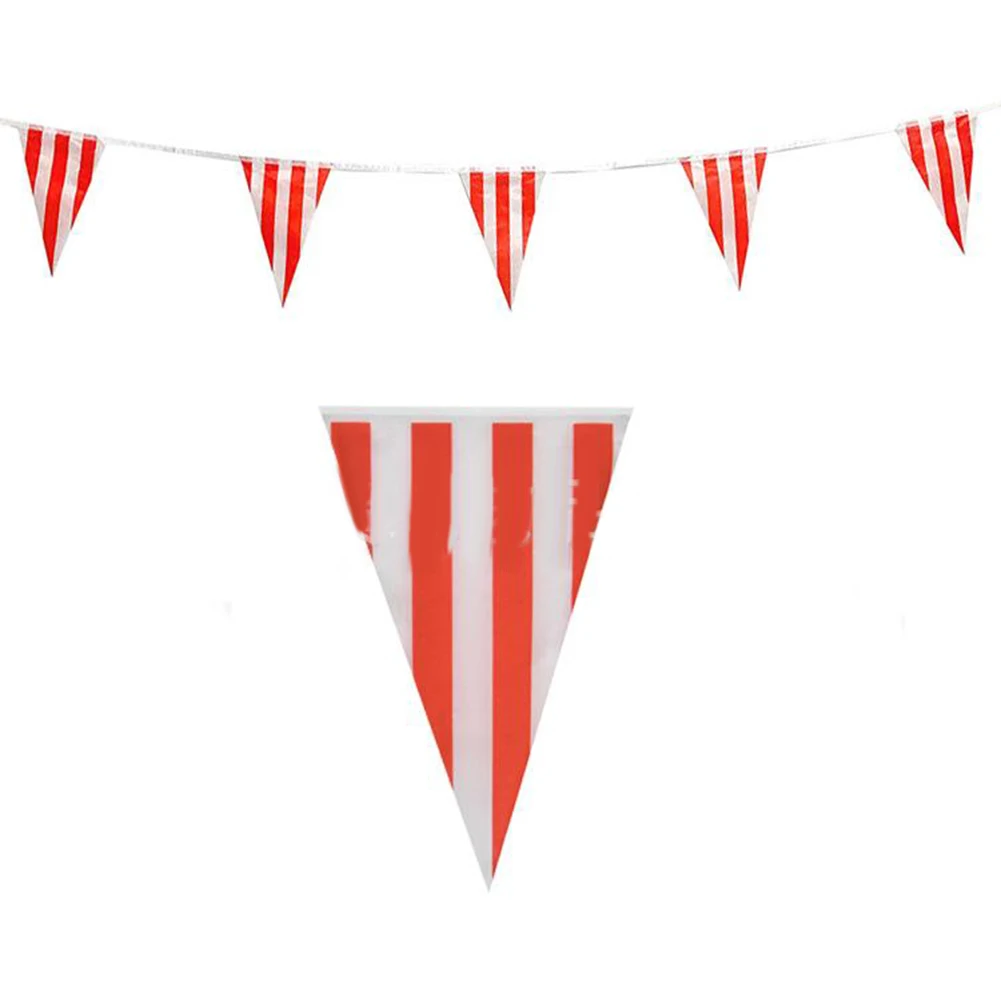 

10/30M Flags Carnival Theme Party Decorations Red And White Striped Pennant Ban Decoration For Circus Carnival Themed Party New