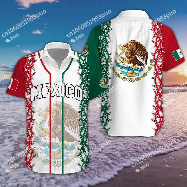 

Mexico Summer Men's Casual Shirt Mexico Fashion Hawaiian Short Sleeve Shirt