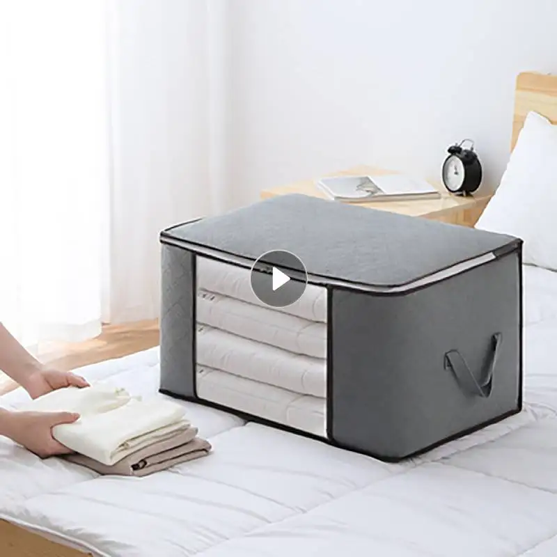 

Portable Clothes Organizer Tidy Pouch Foldable Storage Box Suitcase Non-woven Home Storage Box Quilt Storage Container Bag Box