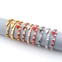 europe america luxurious style women lady plated gold color inlay mother of pearl zircon snake snakelike open bangle bracelet