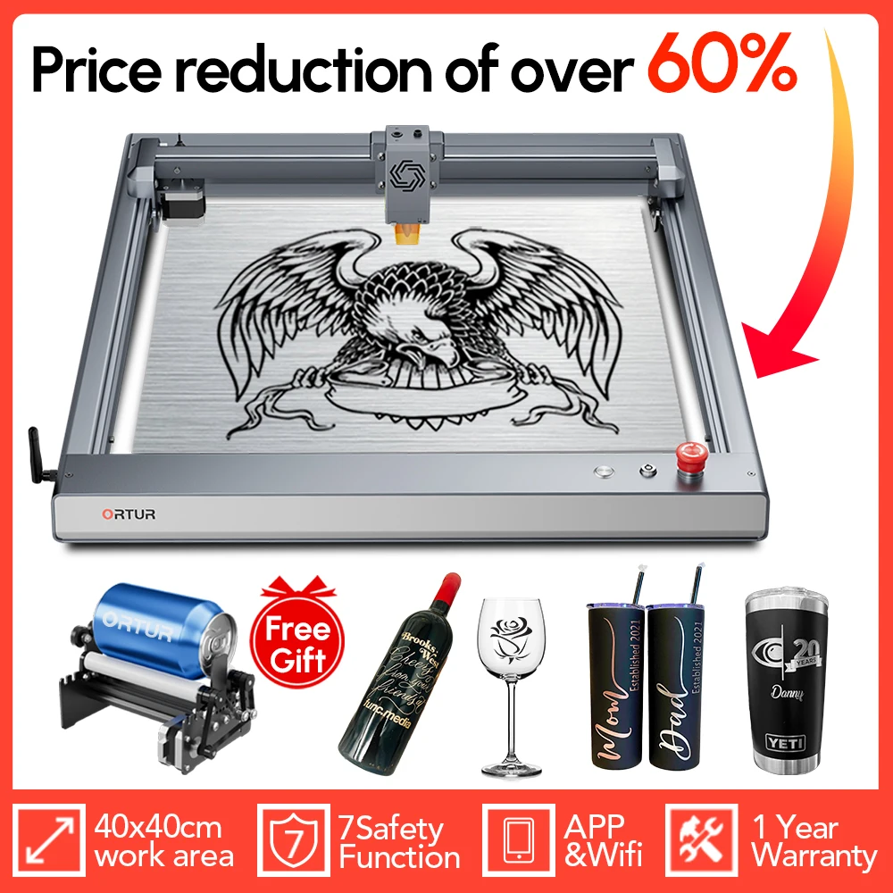 

Диодный лазерный гравер OLM3, Wi-Fi приложение, автономное управление, 20000 мм/мин, Lase гравировальная и режущая машина для дерева, акрила, металла, ORTUR