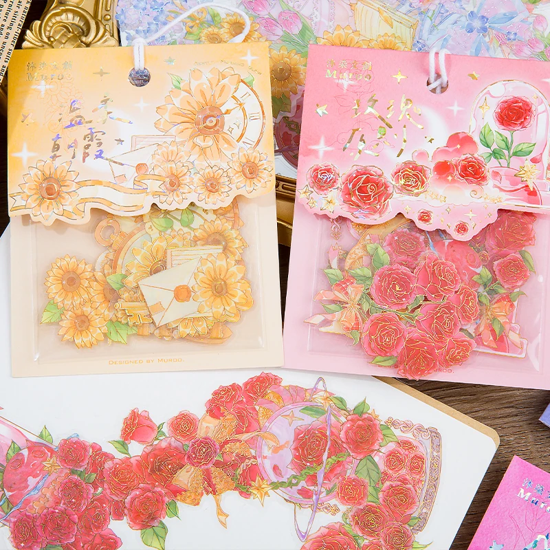 

30Sheets PET Stickers Blooming Romantic Rose Flower Artistic Plant Gift Decoration Package Scrapbooking New