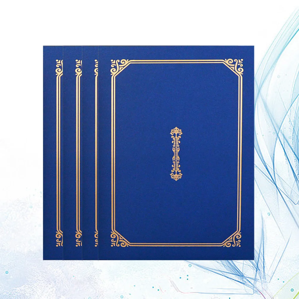 

4 Pcs A4 Certificate Holder Hot Stamping Diploma Cover Document Cover for Letter-Sized Award Certificates - 305x225cm (Navy