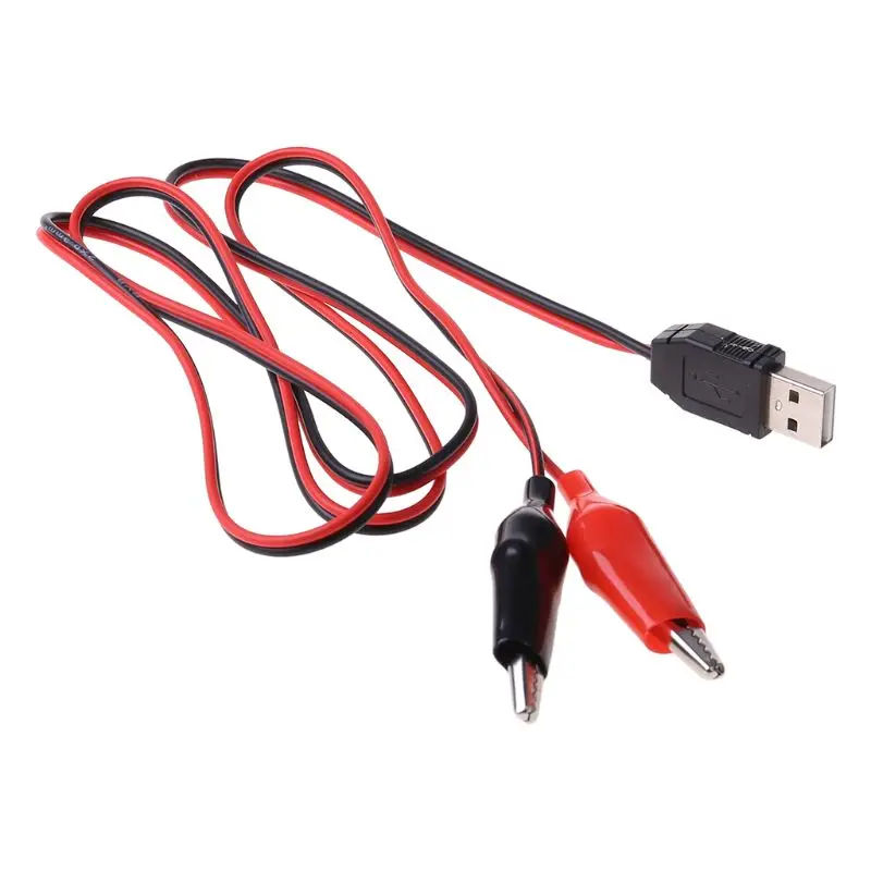 

Copper Alligator Clips with Wire Male USB Connector Test Leads Crocodile Clamp