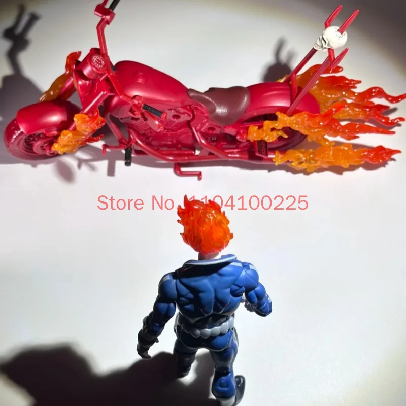 Фото Оригинальная фигурка Marvel Legends Ghost Rider Johnny Blaze с мотоциклом, 6 дюймов, коллекционная модель, игрушка, украшение, подарок №5