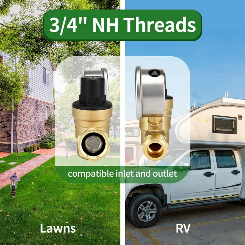 1 шт. регулируемый клапан регулятора давления воды RV редуктор с манометром и