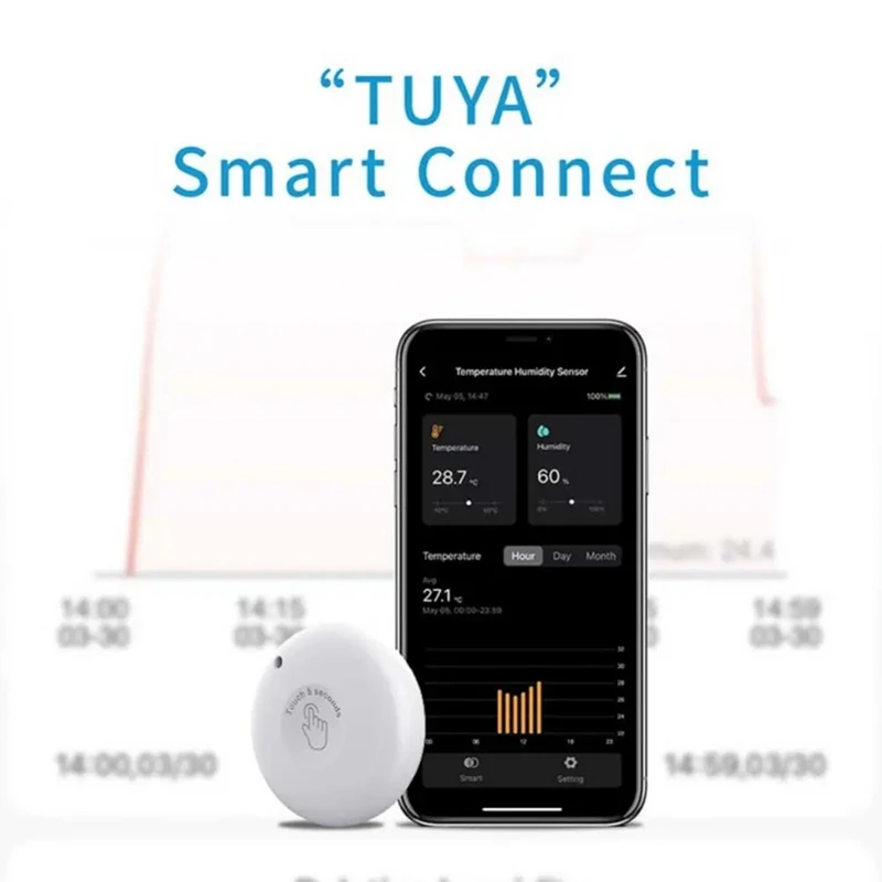 Tuya Bluetooth PT216B Белый измеритель температуры ABS Измеритель влажности Внутренний и