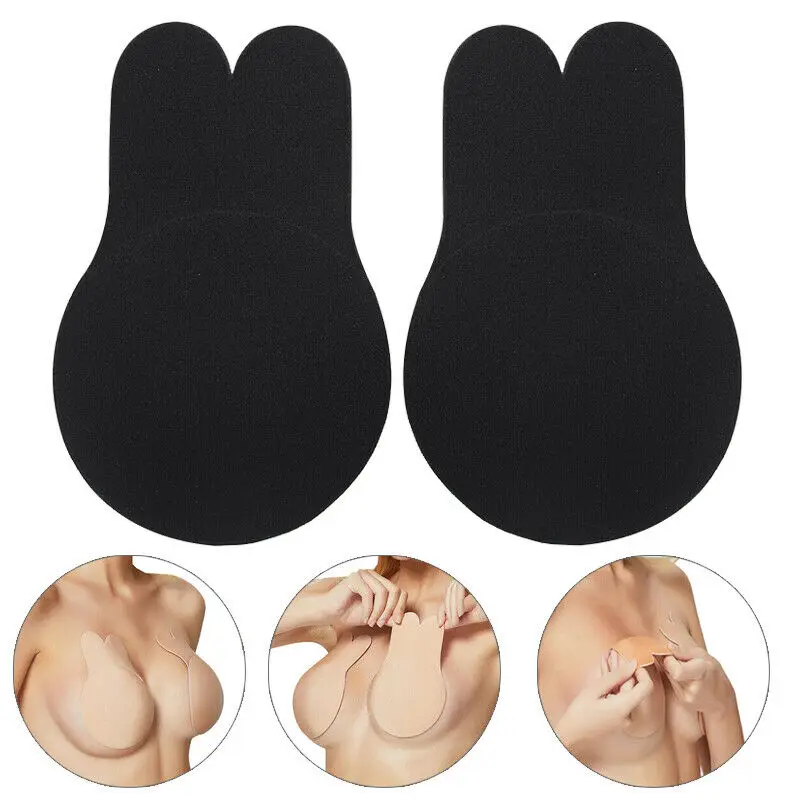 

Women Breast Padded Lifting Nipple Cover Silicone Bra Casual Seamless Rabbit Ear