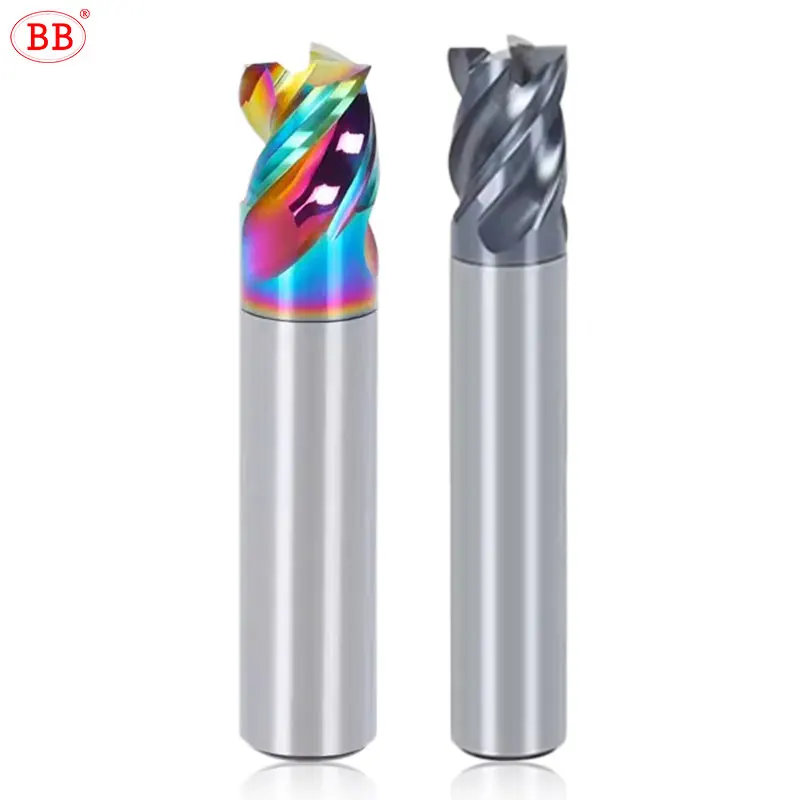 BB End Mill Kısa Kesme Uzunluğu CNC Freze Kesici Katı Karbür Kaplamalı Alüminyum Çelik Metal Freze Kesici 1mm-12mm