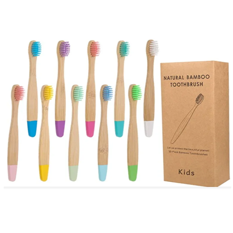 

Children Bamboo Toothbrushes 10 Pc Soft Bristles Child Toothbrush Eco Friendly Biodegradable Wooden Handle Teeth Whitening Brush