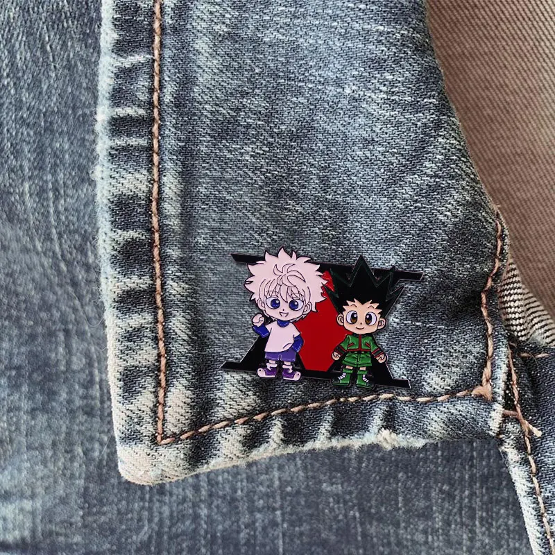 Hunter X Killua and Gon эмалированная булавка брошка мультфильм Badge аксессуары для друга Gift