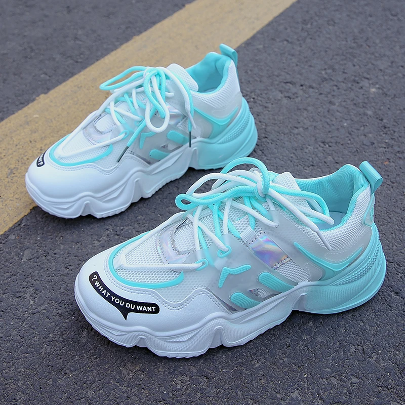 

Casual Sneakers Women Rainbow Color Matching Fashion Chunky Shoes Mesh Breathable Comfortable Lightweight Running Shoes Big Siz