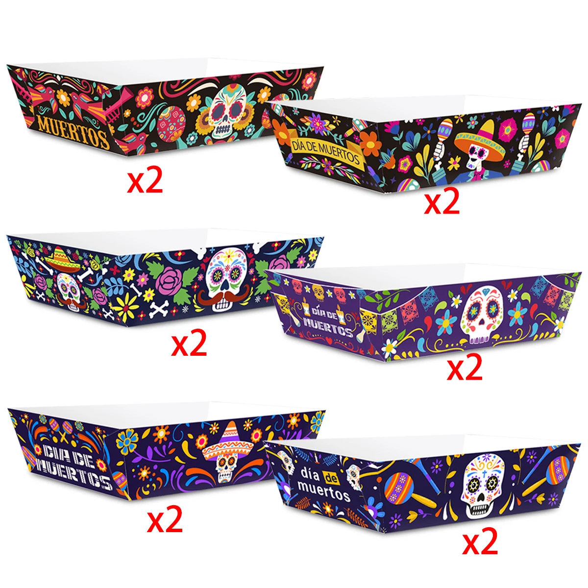 

Одноразовые коробки для попкорна "День Мертвых", 6/12 шт.