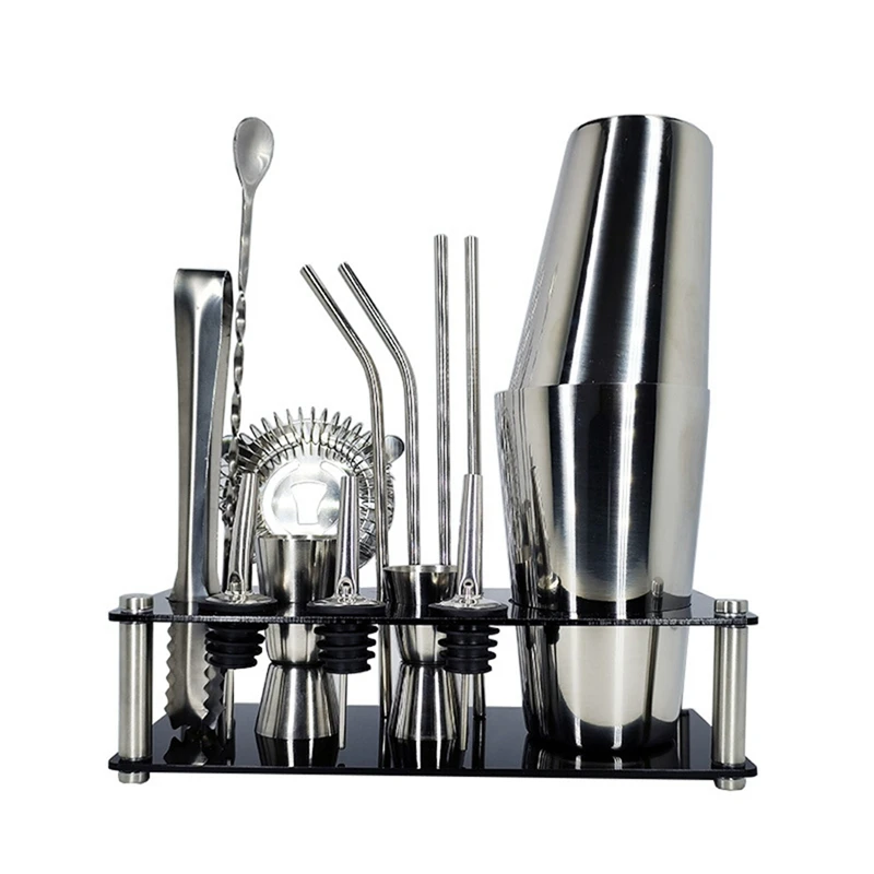 

15Pc/Set Cocktail Shaker Boston Stainless Steel Wine Shaker Mixer Bar Party Bartender Tools Bar Accessories