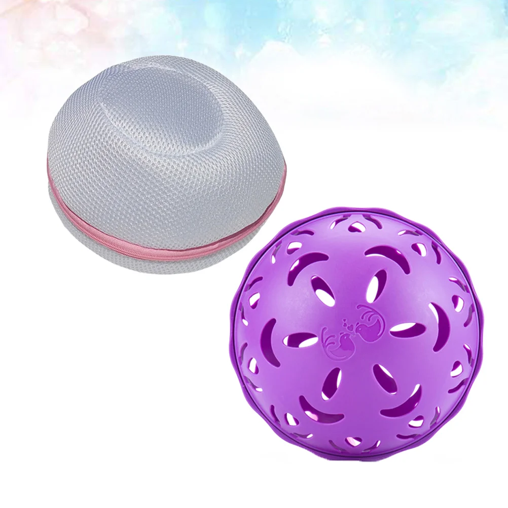 

1 set Anti-winding Laundry Ball Washing Ball Reusable Washing Machine Balls (Purple Ball Shell + Ball Cover)