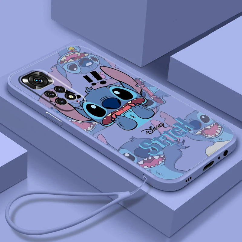 

Disney Stitch Phone Case For Redmi Note 12 11T 11S 11E 10S 10T 10 9T Pro Plus Liquid Rope Funda Cover