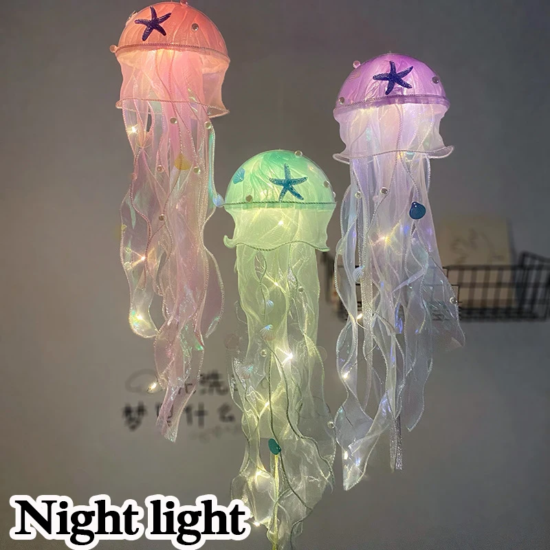 

Hanging Jellyfish Light Lamp Decorations Bedside Atmosphere Handmade DIY Jellyfish Light Evening Deco Party Small Night Light