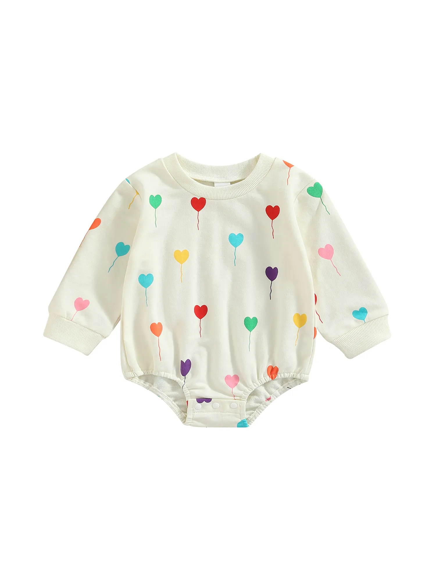 

Комбинезон с длинным рукавом для маленьких девочек, свободное боди с цветочным рисунком медведя и воздушным шаром, пуловер большого размер...