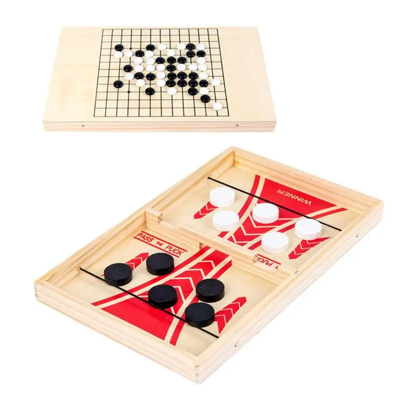 

Wooden Chess Parent-Child Interaction Desktop Educational Chess Double-Sided Design Portable Multifunctional Wooden Chess