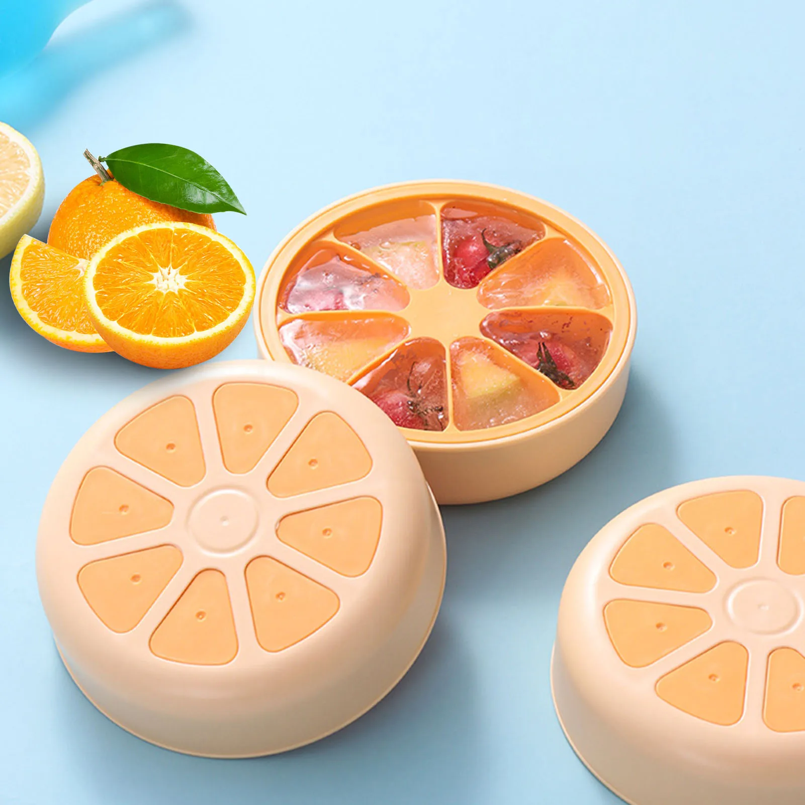 

Creative Ice Cube Mold Orange Shaped Ice Cube Box Orange Shaped Ice Cube Box Large Capacity Easy-Release Flexible Ice Mold