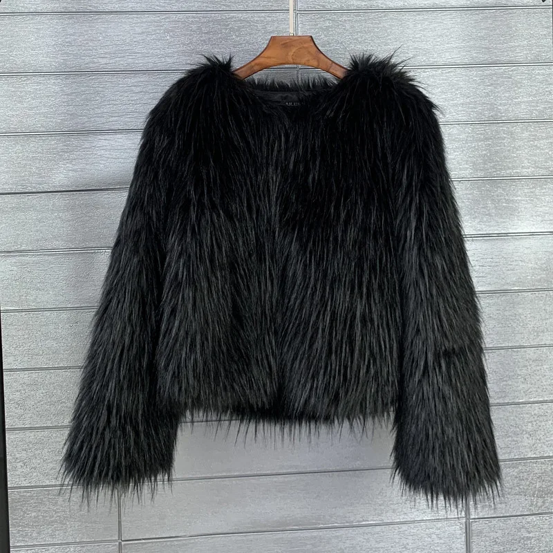 2022 Winter Coats for Women Korean Solid Fox Fur Imitation Fur Coat Warm White Black Faux Fur Coat  Fluffy Jacket Outerwear