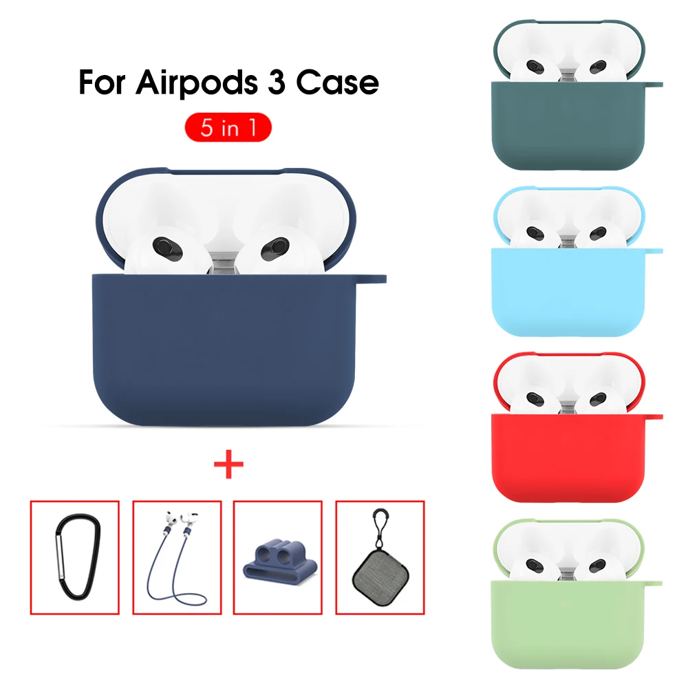 

Набор аксессуаров для наушников Airpods 3 Pro 5 в 1, портативная силиконовая веревка с защитой от потери, чехол для наушников Air Pod Pro 3, чехол
