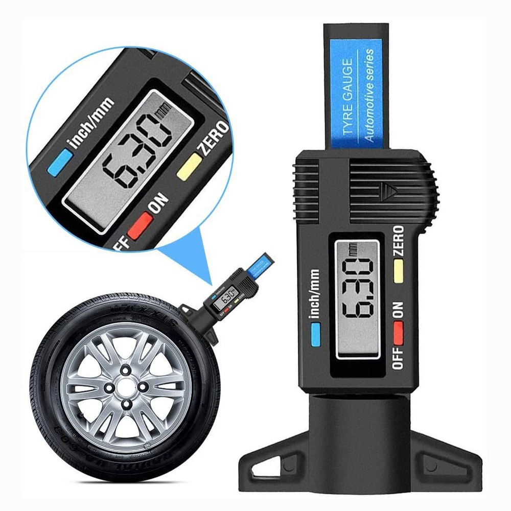 

Digital Tyre Tread Depth Gauge - 0-25.4mm/1Inch Portable Tread Depth Checker Tyre Depth Measure with LCD Display for Cars, Vans