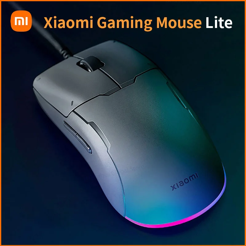 

2022 игровая мышь Xiaomi Lite RGB, компьютерная мышь, игровая геймерская 6200 точек/дюйм, регулируемая Проводная оптическая светодиодная компьютерная...