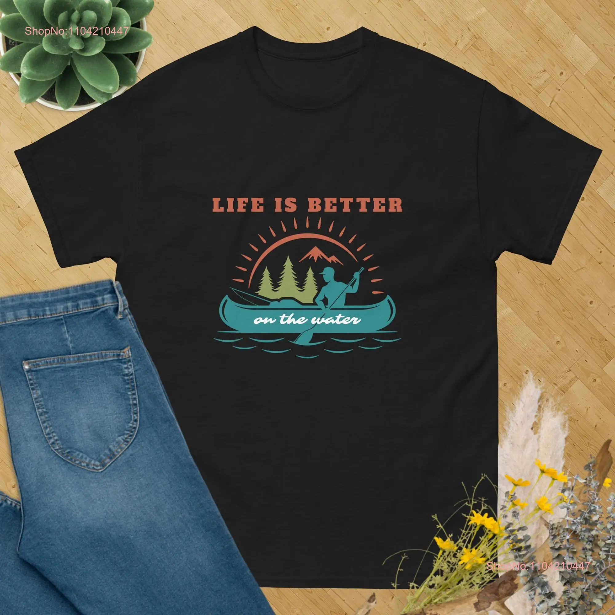 Забавная футболка для папы День отца жизнь лучше рыбалка на воде катание лодках