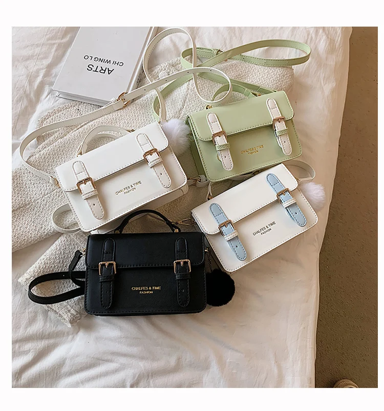 Women Cute Contrast Square Crossbody Bag  2023 New Mini Underarm Bags PU Leather Luxury Brand Fashion Female Handbags