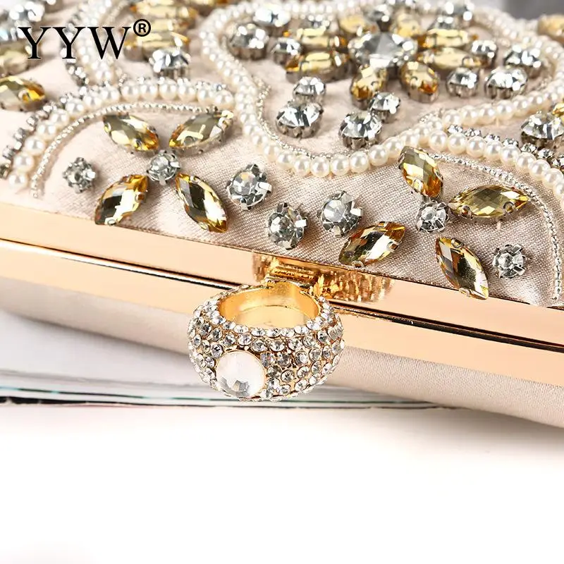 Luxury Beaded Crystal Clutch Purses Women Crossbody Shoulder Evening Handbags Formal Rhinestone Wedding Prom Cocktail Party Bag