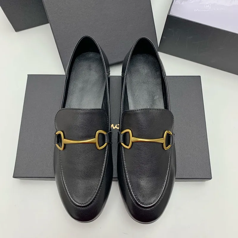 Jenny&Dave 2023 Spring Flat Shoes Women England Fashion Solid Horsebit Slip-on Loafers Women Shoes Woman Office Lady Shoes Women