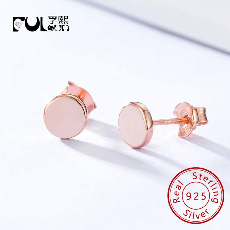 

minimalist style rose gold color round initial disc stud earrings simple earrings stud for women ladies earrings jewelry