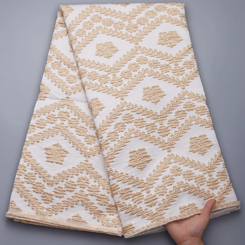 

2022 Fashion Design Lace Jacquard Lace Brocade Fabric African Nigerian Lace Fabric For Bridal Jacquard Gild Dress 2.5 YardsTY149