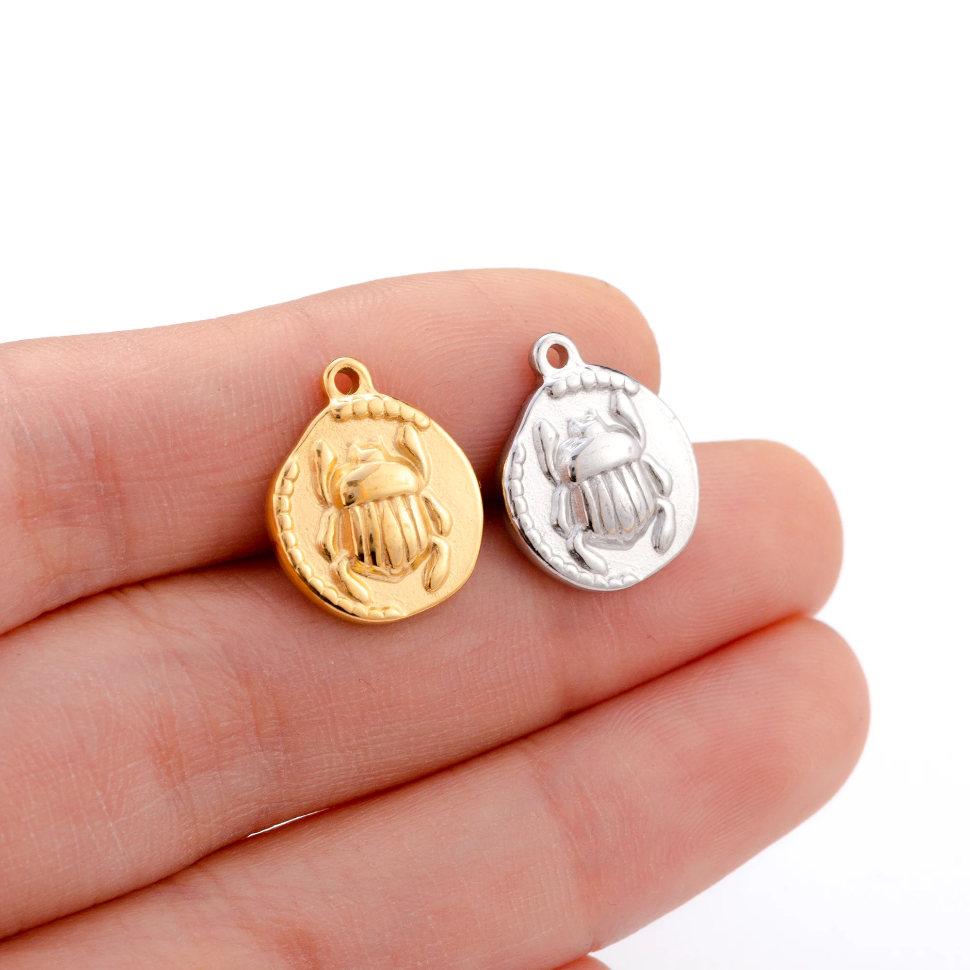 

3Pcs/Lot Scarab Beetle Pendant DIY Choker Necklace Bracelet Findings Stainless Steel Charm Jewelry Making Accessories Supply
