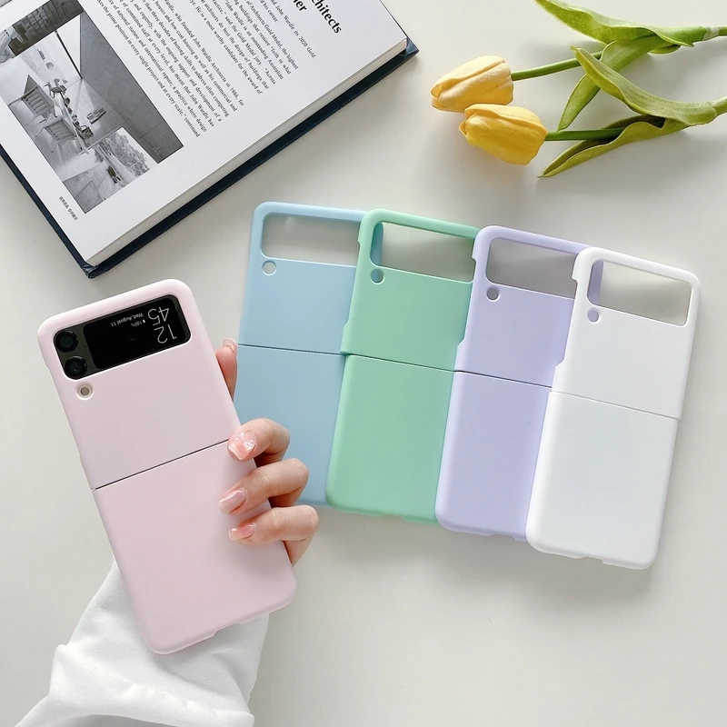 

Fashion Candy Color Phone Case For Samsung Galaxy Z Flip 3 ZFlip3 Z Flip3 Protective Shell Cute Plain Color Hard PC Folding Case